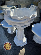 Birdbath | Double Frog Bowl w/ Pedestal (Local or Freight Only)