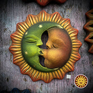 Kissing Sunface, Terra Cotta, Painted