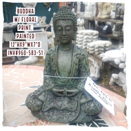 Seated Buddha Statue, 12", Painted