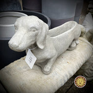 Statuary, Animal | Dachshund Planter, Large, Natural Concrete (Local Pickup Only)