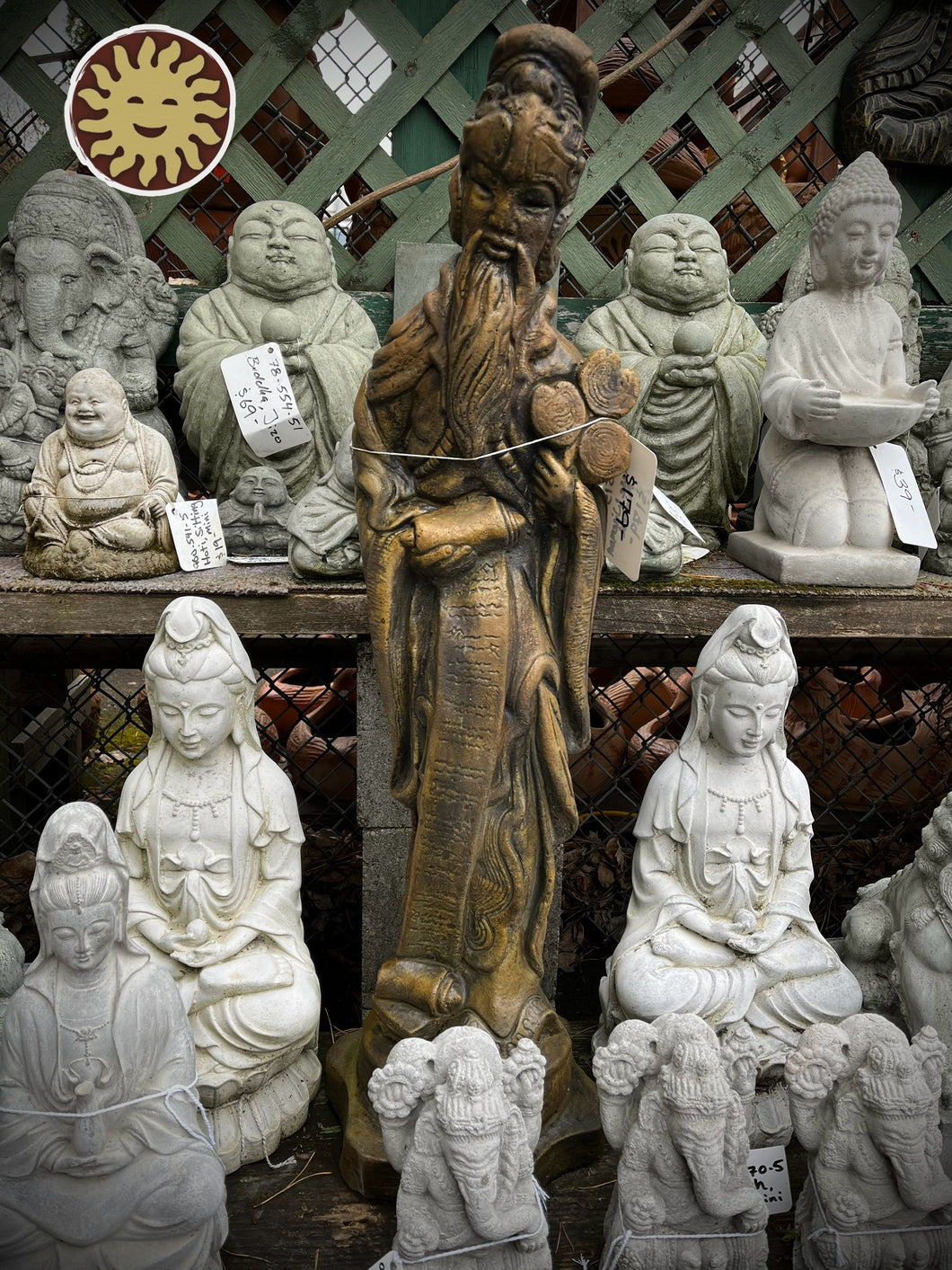 Chinese Wiseman Statue, Painted