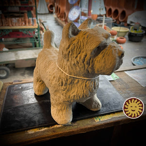 Statuary, Animal, Dog | Yorkshire Terrier Statue, Small, Natural Concrete