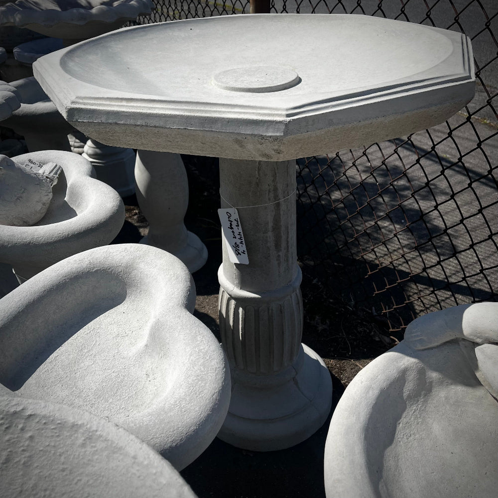 Tall Concrete Birdbath, Octagon