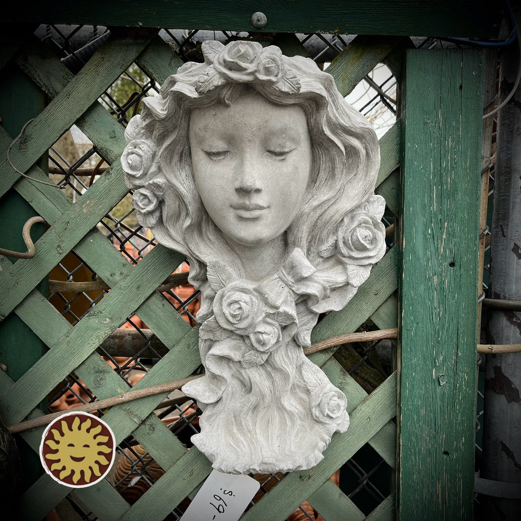 Goddess Head Wall Planter, Concrete