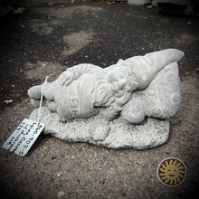 Sleeping Gnome with Mushroom, Natural Concrete Finish