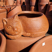 Medium Terra cotta sleeping cat planter