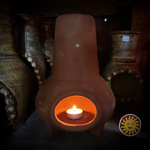 Mini Chiminea w/ Candle Burning