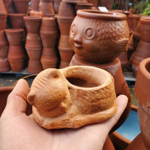 Mini Terra cotta sleeping cat planter