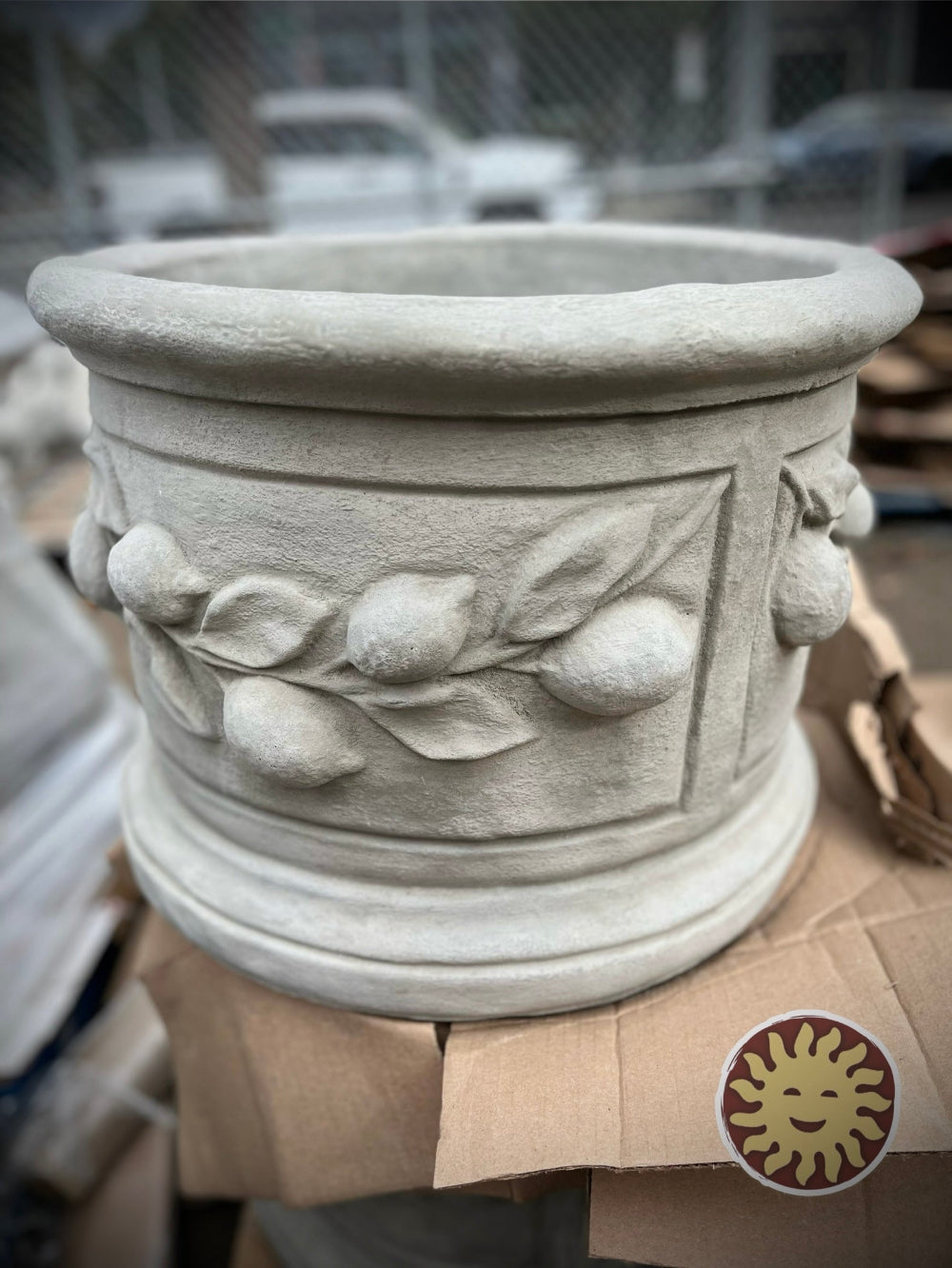 Round Lemon Planter Concrete