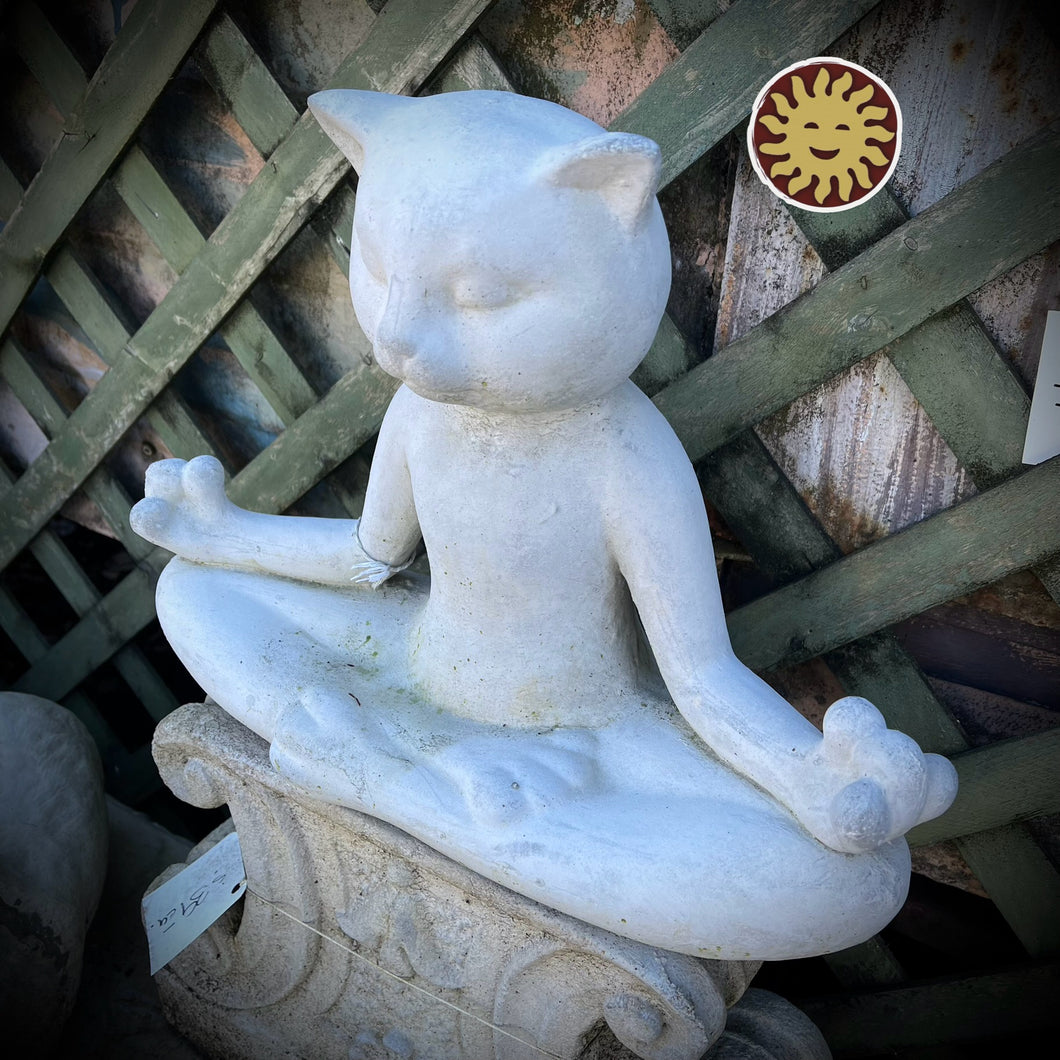 Yoga Cat Statue Concrete