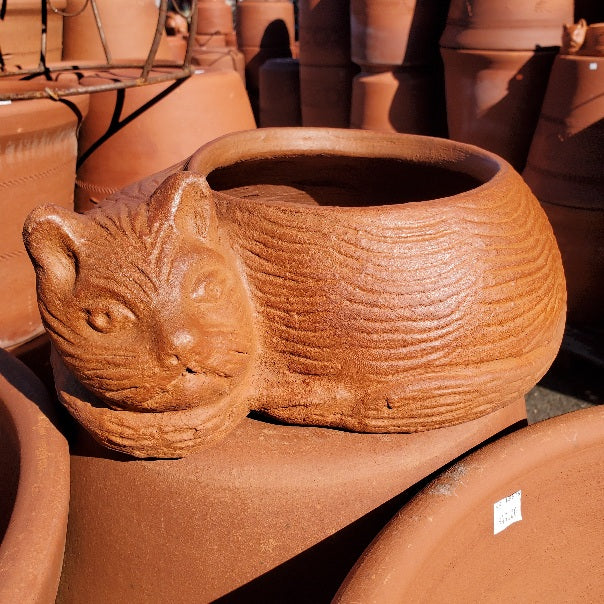 Terra Cotta Planter | Sleeping Cat Pots (Three Sizes)