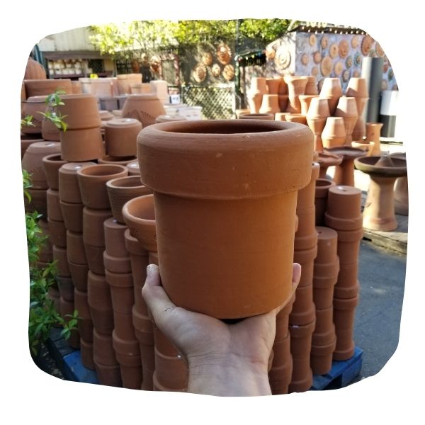 Terra Cotta Planter | Cylinder w/ Border Pot, 7