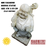Statuary, Asian | Mini Buddha Vagabond, 8" Natural Concrete