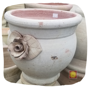 Tunisian White Clay, Rose Jar 12"W X 10"H