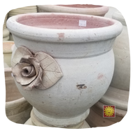 Tunisian White Clay, Rose Jar 12"W X 10"H