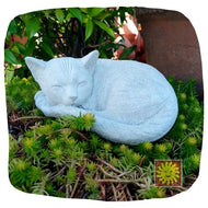 Statue, Animal, Cat | Sleeping Cat Statue, Natural Concrete, Small